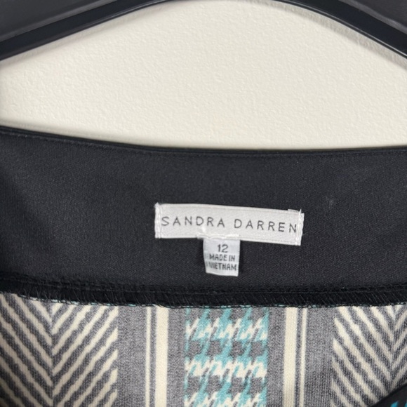 Sandra Darren Sheath Tribal 3/4 Sleeves Swuare Neck Dress Size 12 - Picture 8 of 9